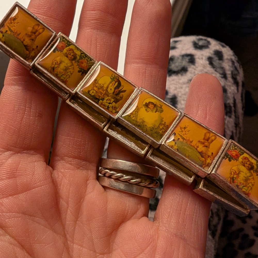 1970 Vintage Easter Charm Bracelet with Yellow Accents